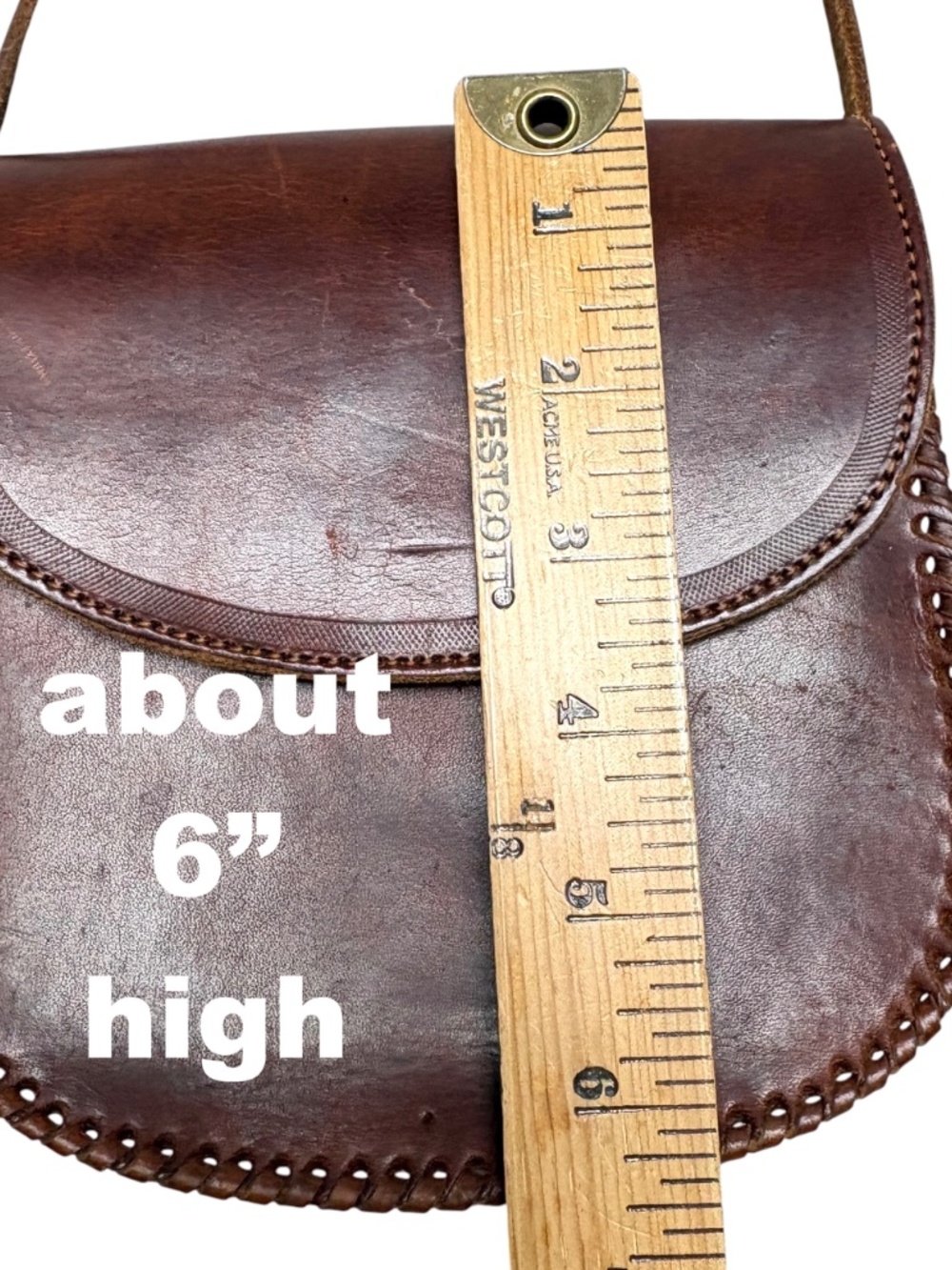 bag brown leather vintage mini cross body unlined minimal snap close handmade - Picture 9 of 14